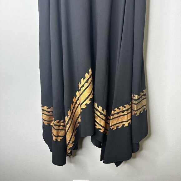 Sachin & Babi Dress Black Layered Strappy Cape Wings With Gold Accent Trim Sz 2 - Picture 4 of 12